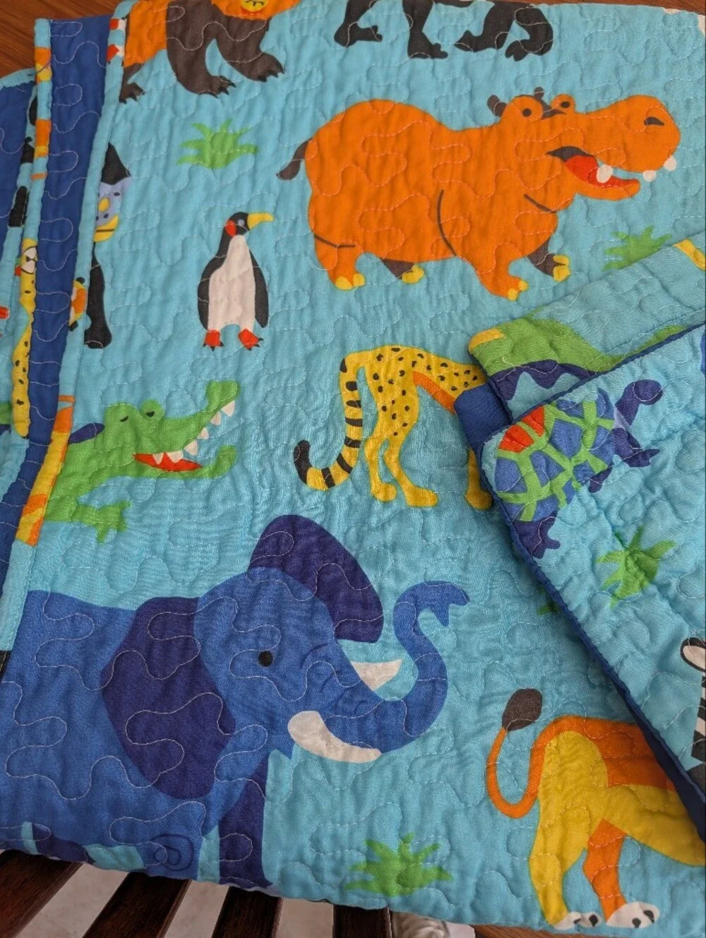 Kids Twin Quilt And Pillowsham with Jungle Animal Prints